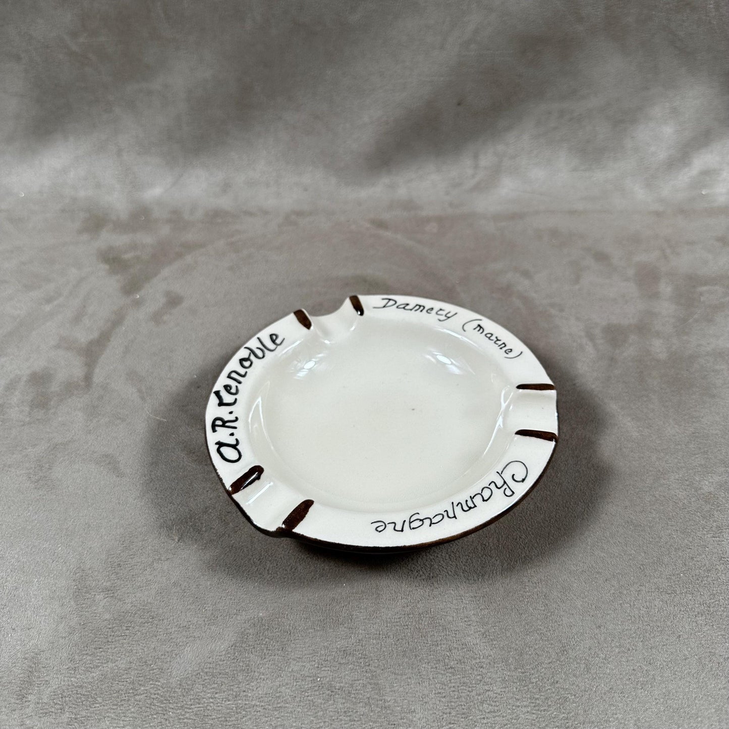 Advertising earthenware ashtray champagne AR Lenoble Made in France Vintage 1970