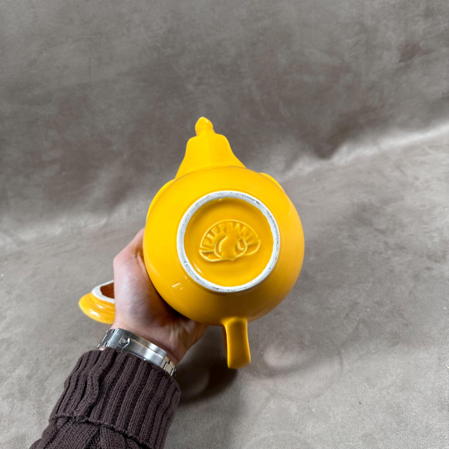 Théière en céramique jaune en forme d'éléphant Made in France