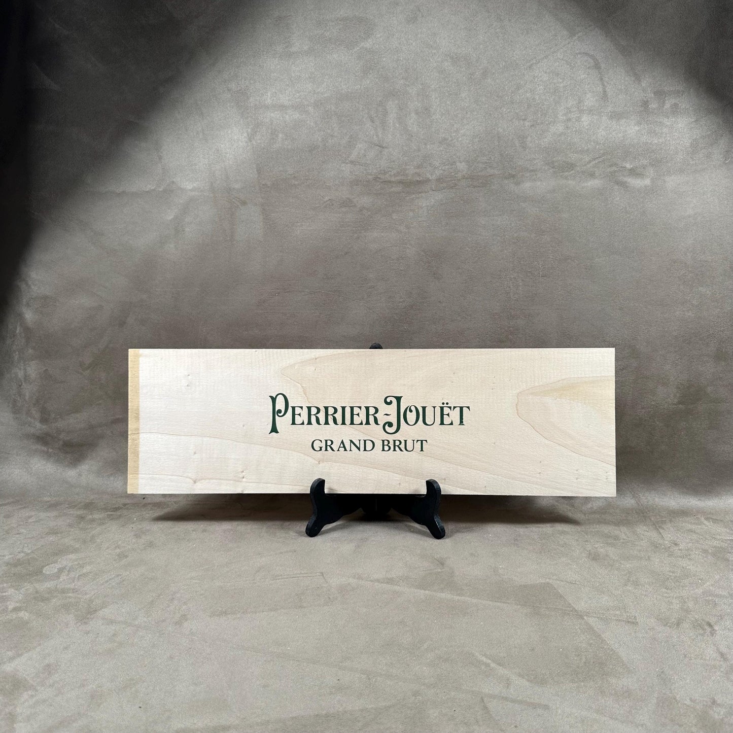 Decorative wooden board for Perrier-Jouët grand brut champagne bottles Made in France 1980s