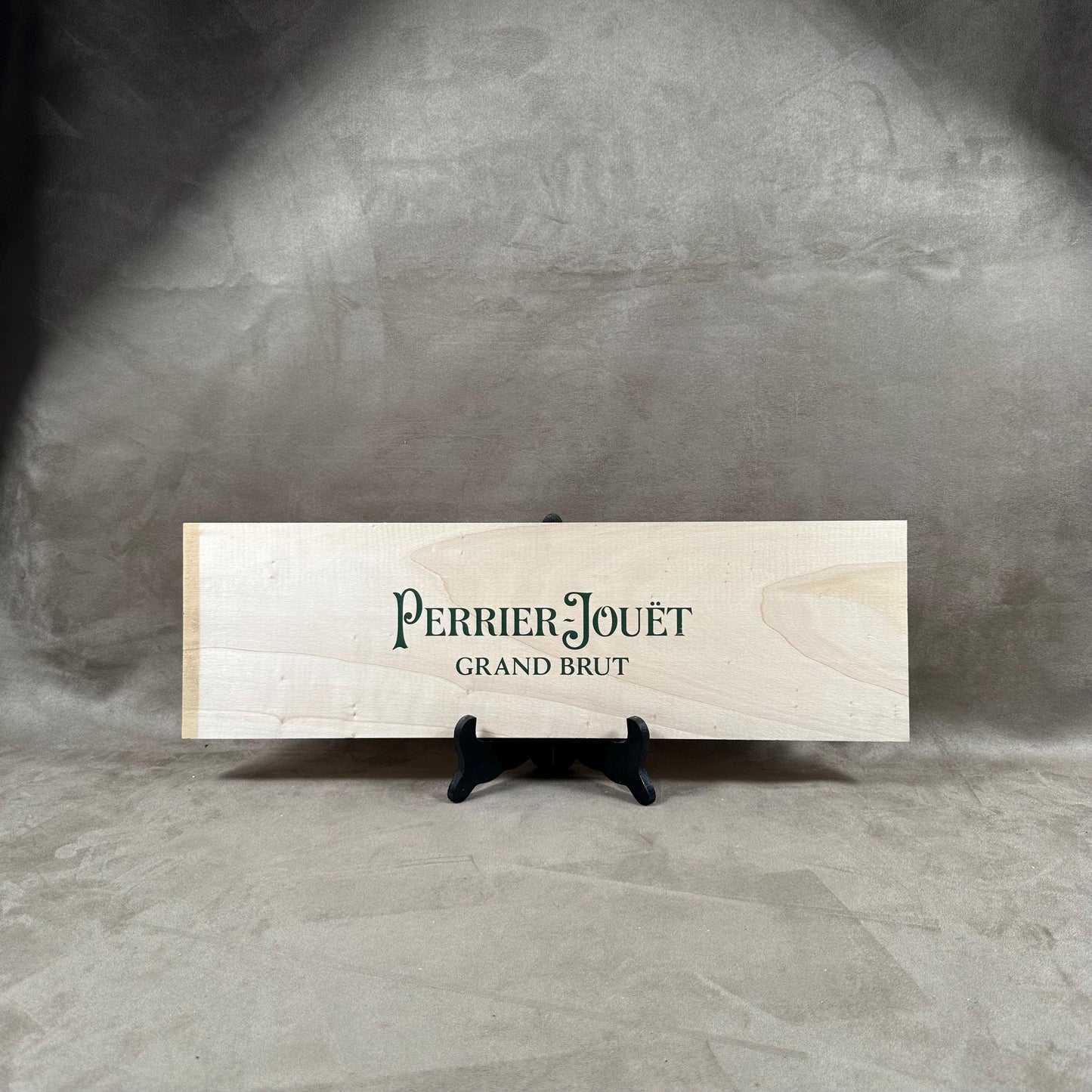 Decorative wooden board for Perrier-Jouët grand brut champagne bottles Made in France 1980s