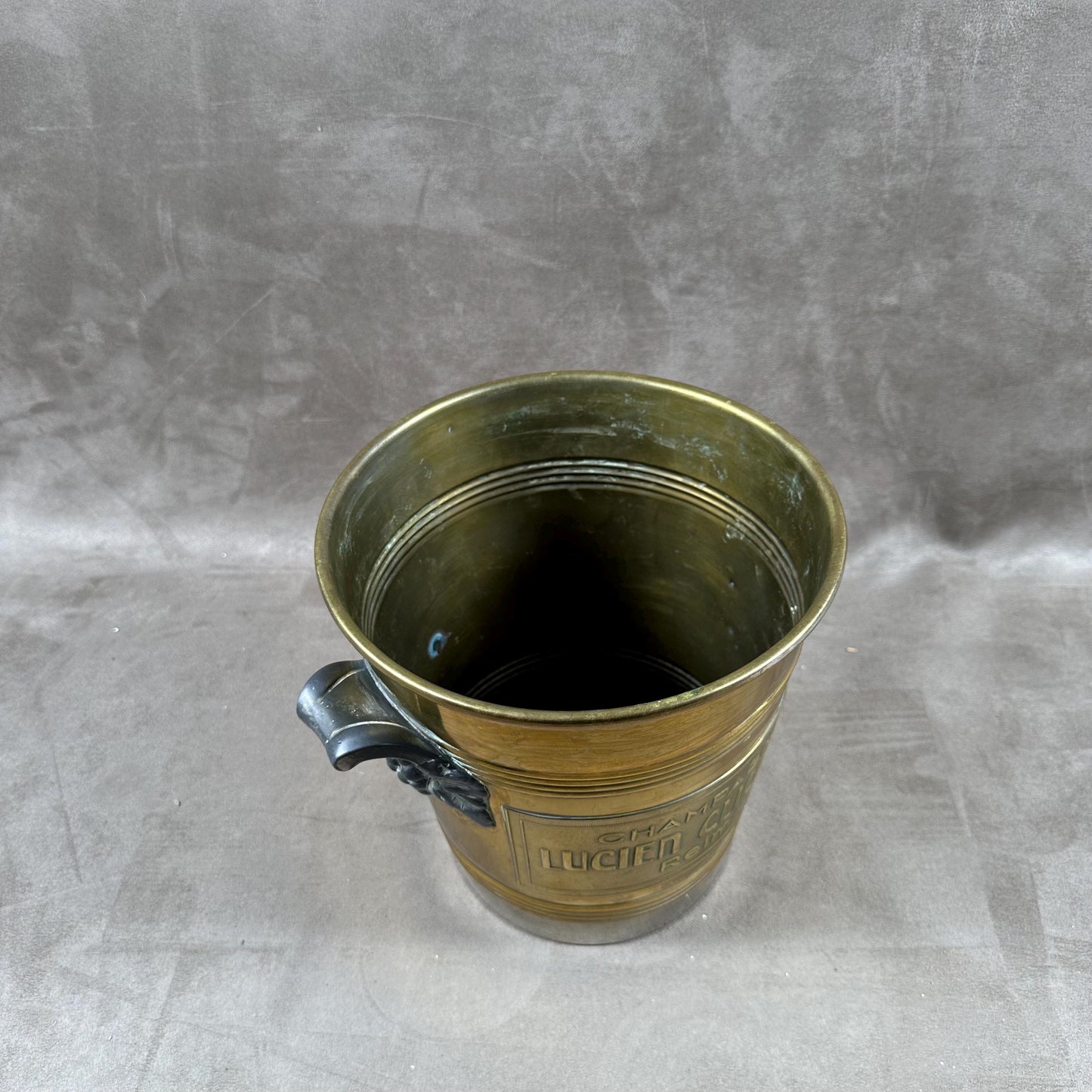 VERY RARE Lucien Clicquot Magnificent silver metal and brass bucket for champagne bottle Champagne Made in France