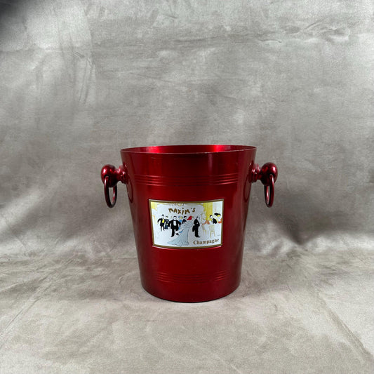 Seau à Champagne en aluminium émaillé rouge Maxim's de Paris Années 1970