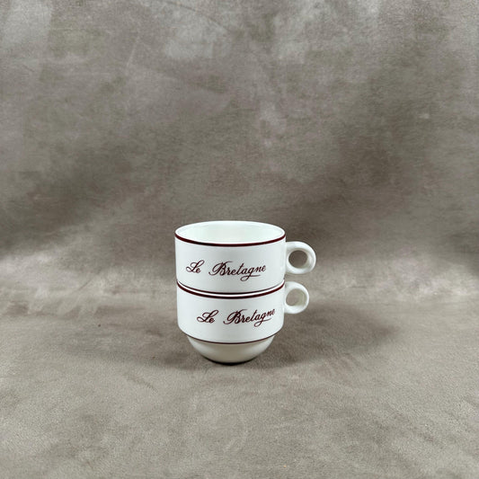 Set of 2 Porcelain Mugs by Villeroy &amp; Boch, Hotel Restaurant Le Bretagne, Luxembourg, Vintage 1970