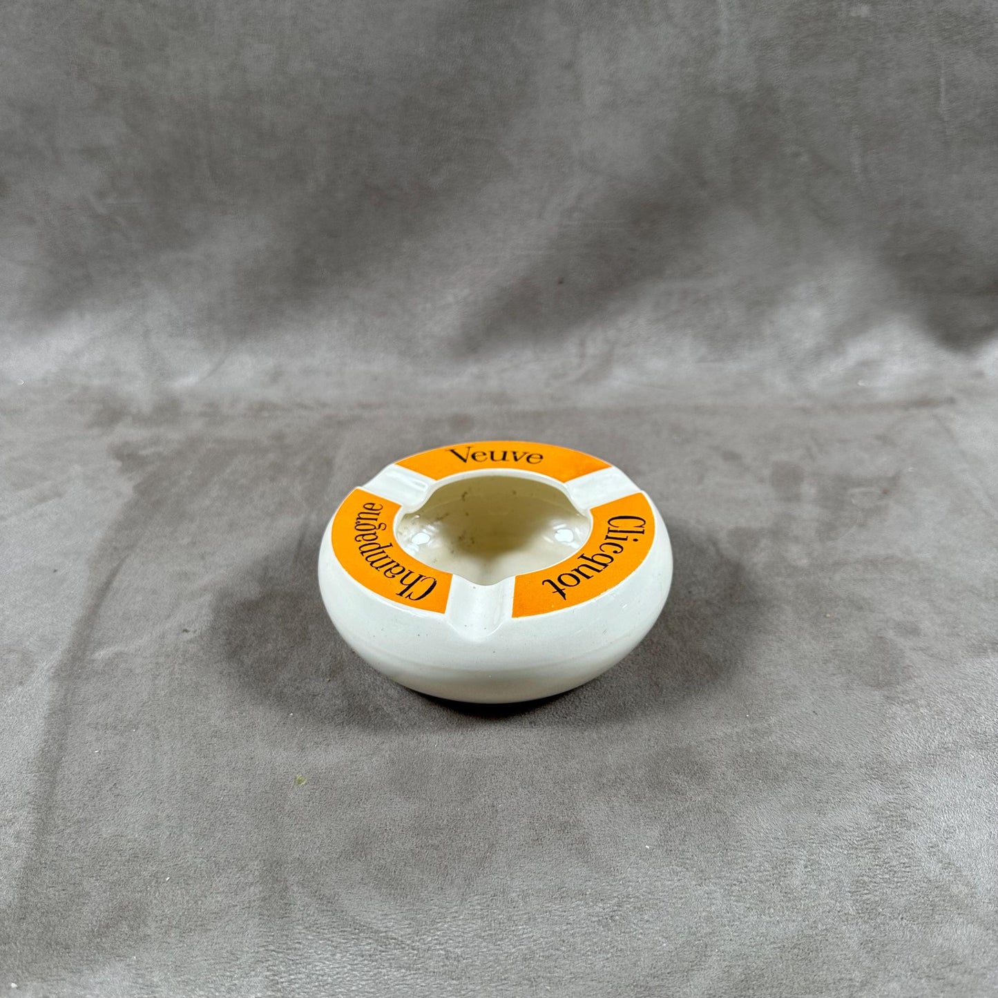 VERY RARE Veuve Cliquot Ponsardin ashtray vintage advertising item in orange Sarreguemines earthenware Champagne Reims France 1920