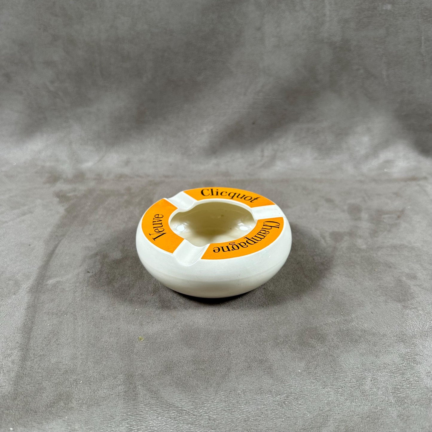 VERY RARE Veuve Cliquot Ponsardin ashtray vintage advertising item in orange Sarreguemines earthenware Champagne Reims France 1920