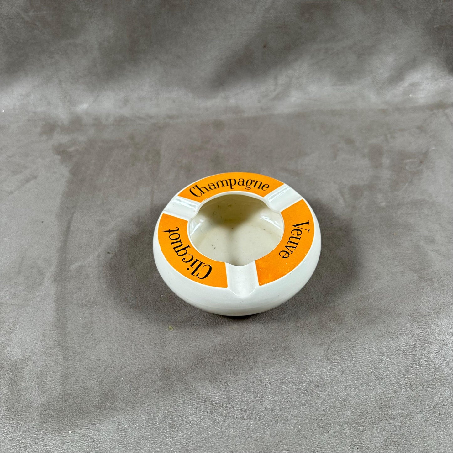 VERY RARE Veuve Cliquot Ponsardin ashtray vintage advertising item in orange Sarreguemines earthenware Champagne Reims France 1920