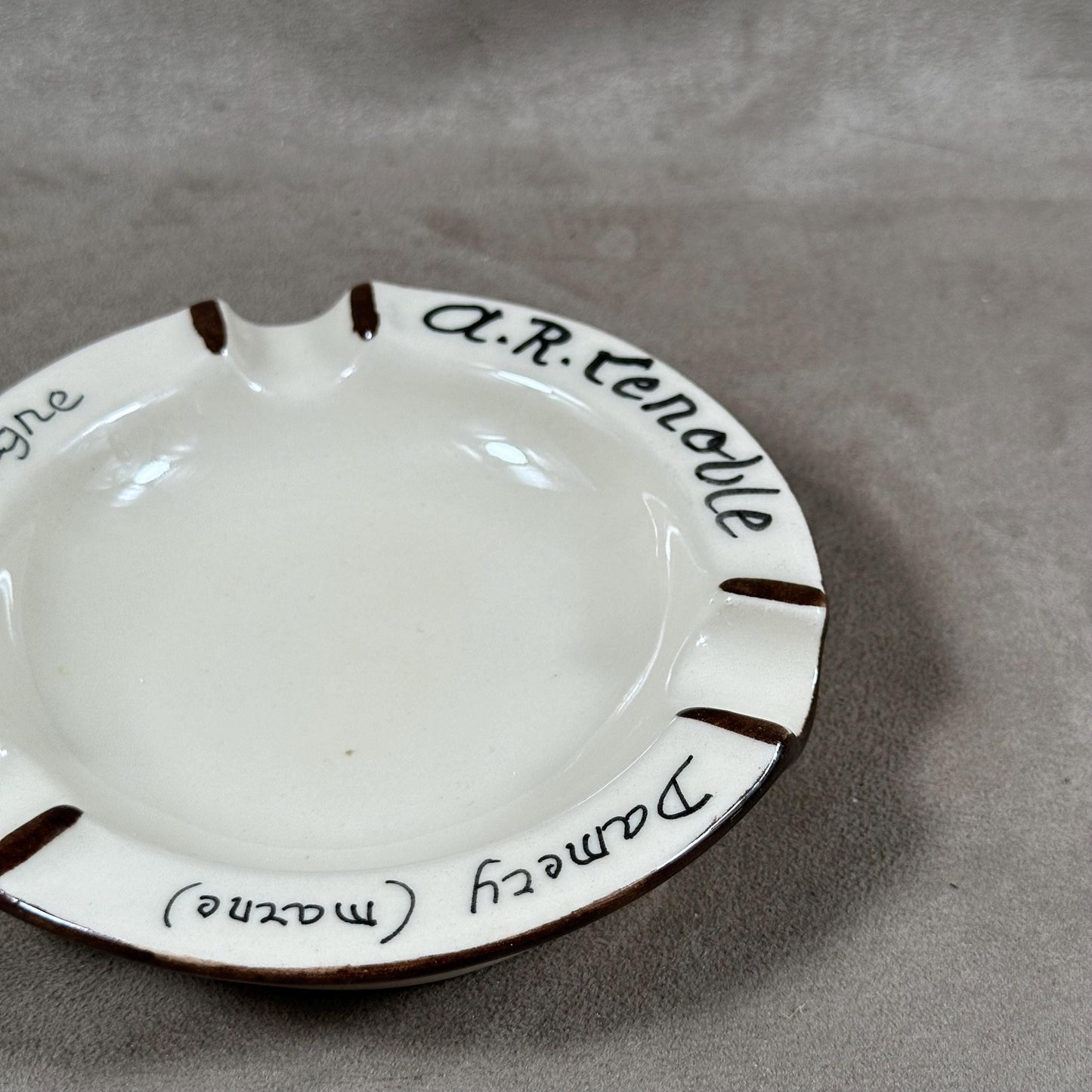 Advertising earthenware ashtray champagne AR Lenoble Made in France Vintage 1970