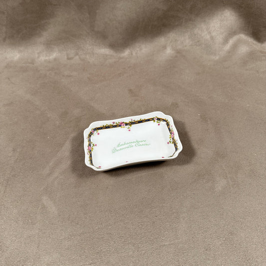 Limoges Porcelain Advertising Ashtray, Ambassadeurs Deauville Casino, Théodore Haviland, Made in France, Vintage 1980