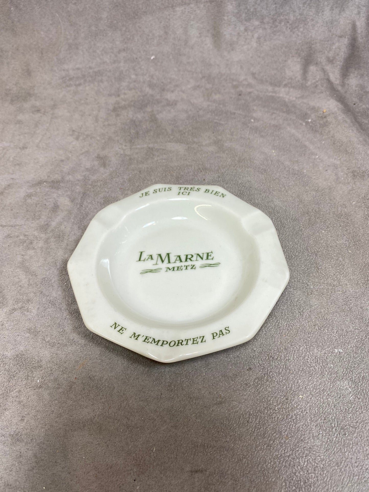 Limoges Porcelain Advertising Ashtray by L.Bernardaud &amp; Co, La Marne Metz, Made in France, Vintage 1980