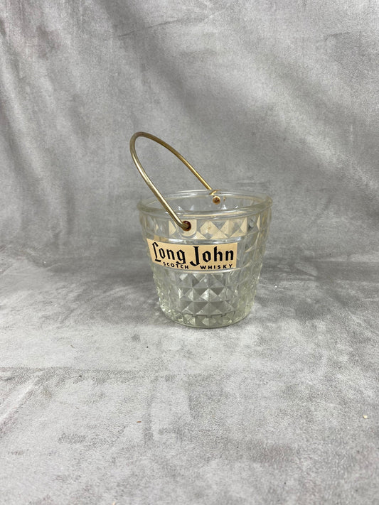 Seau à glace Long John Scotch Whisky, en Verre par BVB, Made in France, Vintage 1980