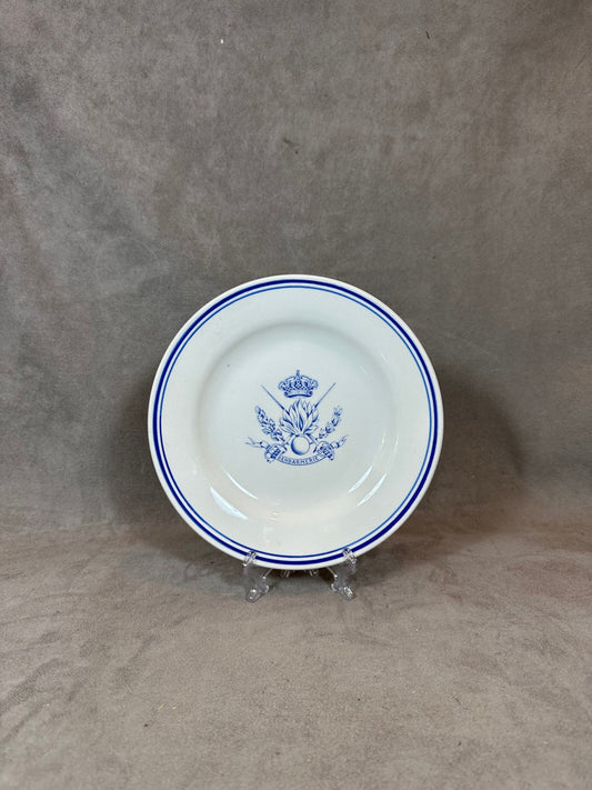 Earthenware Plate, Gendarmerie Coat of Arms Decor by Boch et Frères la Louvière, Made in Belgium, Vintage 1980