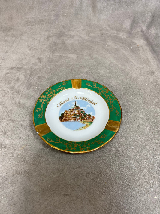 JB Limoges Art Porcelain Ashtray, Mont Saint Michel, Made in France, Vintage 1970