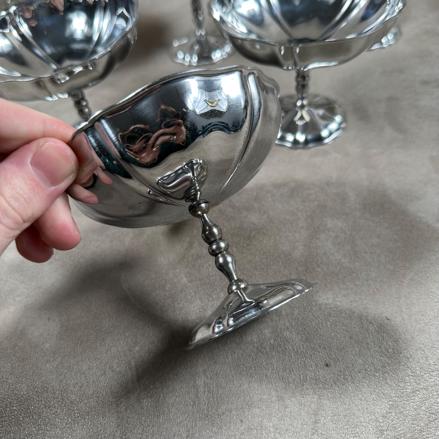 Set of 6 vintage 18/10 stainless steel ice cream cups Made in France