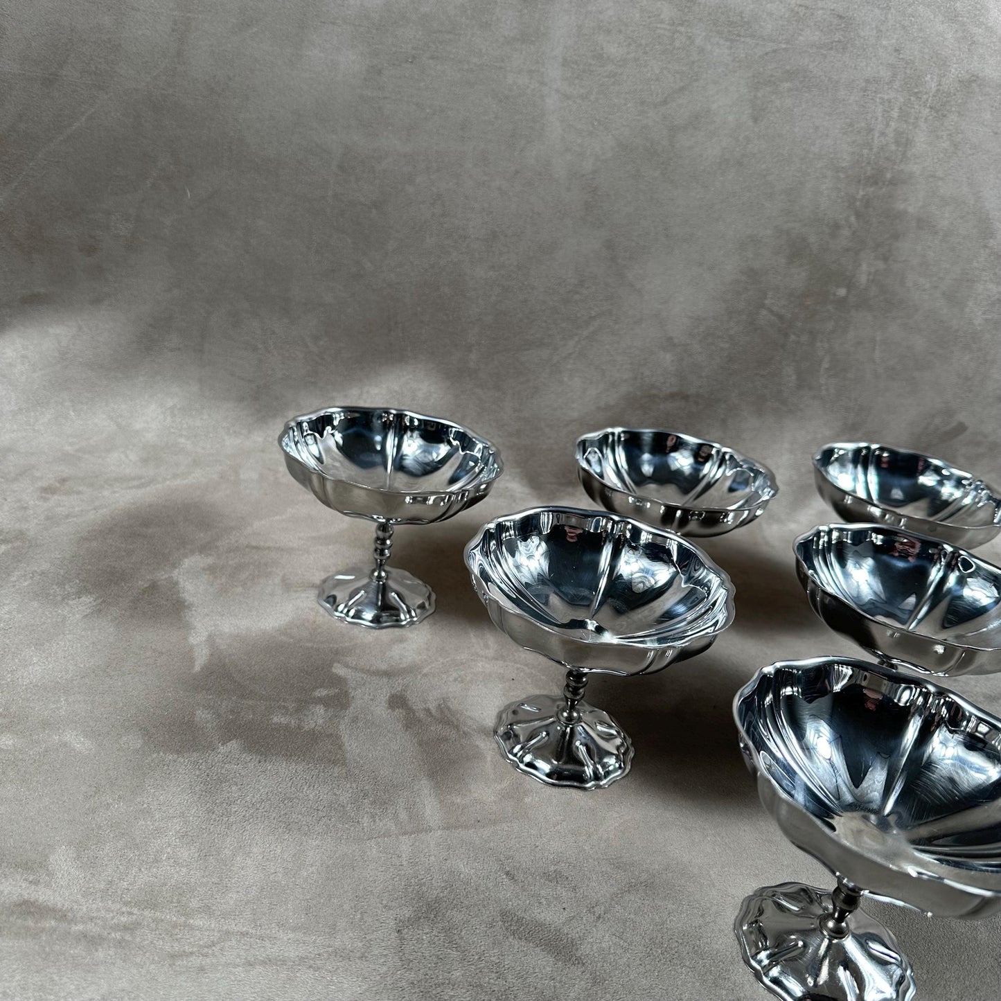 Set of 6 vintage 18/10 stainless steel ice cream cups Made in France