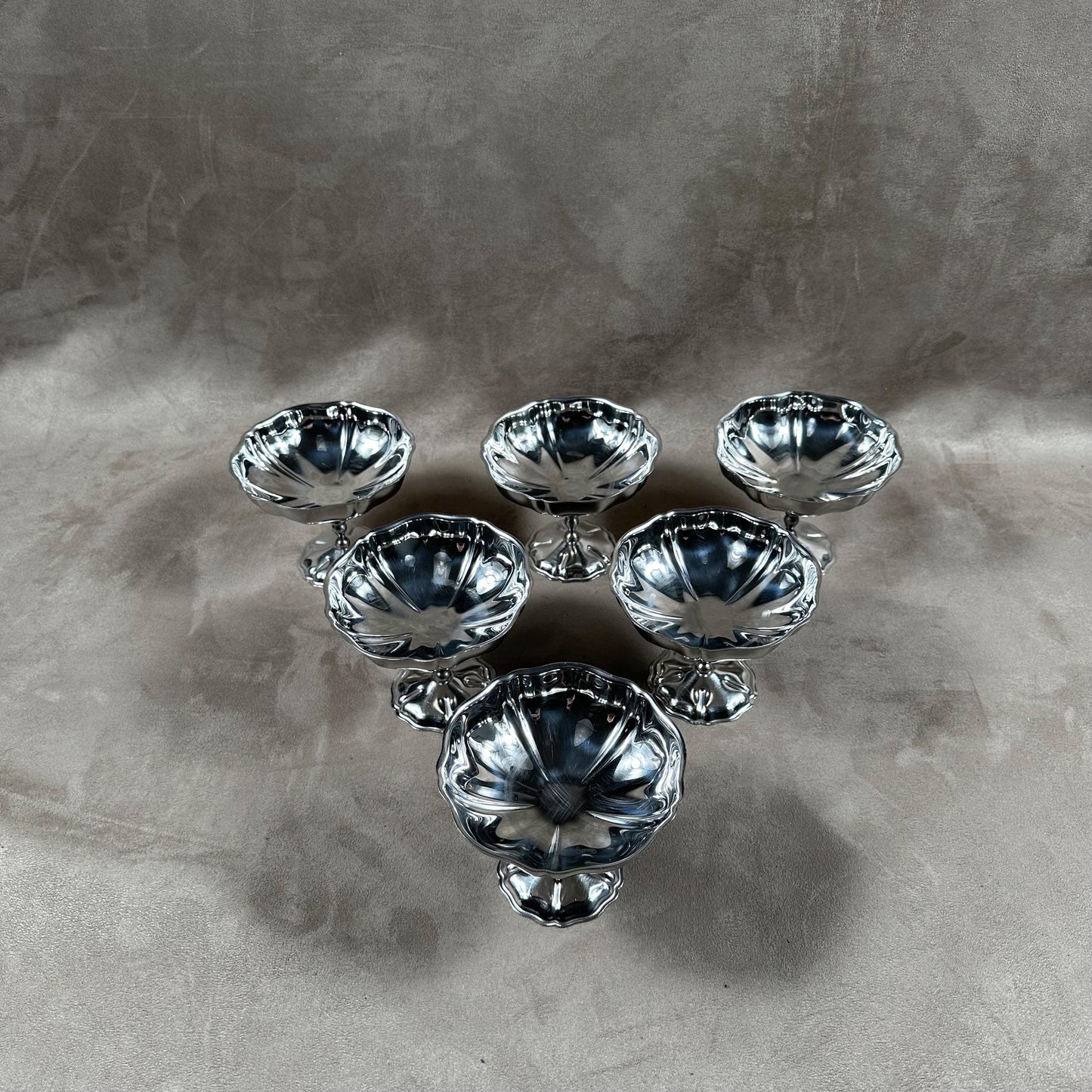 Set of 6 vintage 18/10 stainless steel ice cream cups Made in France