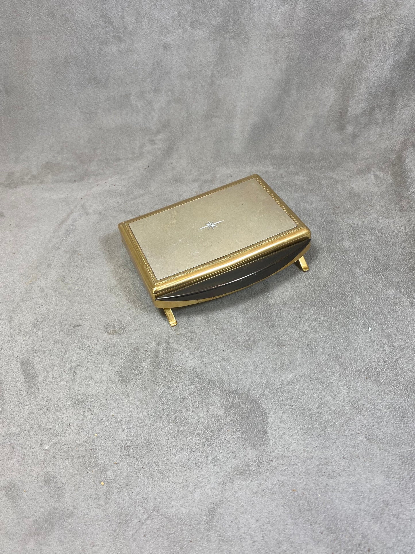 Cigarette Box Dispenser in Gold Metal, Made in France, Vintage 1970