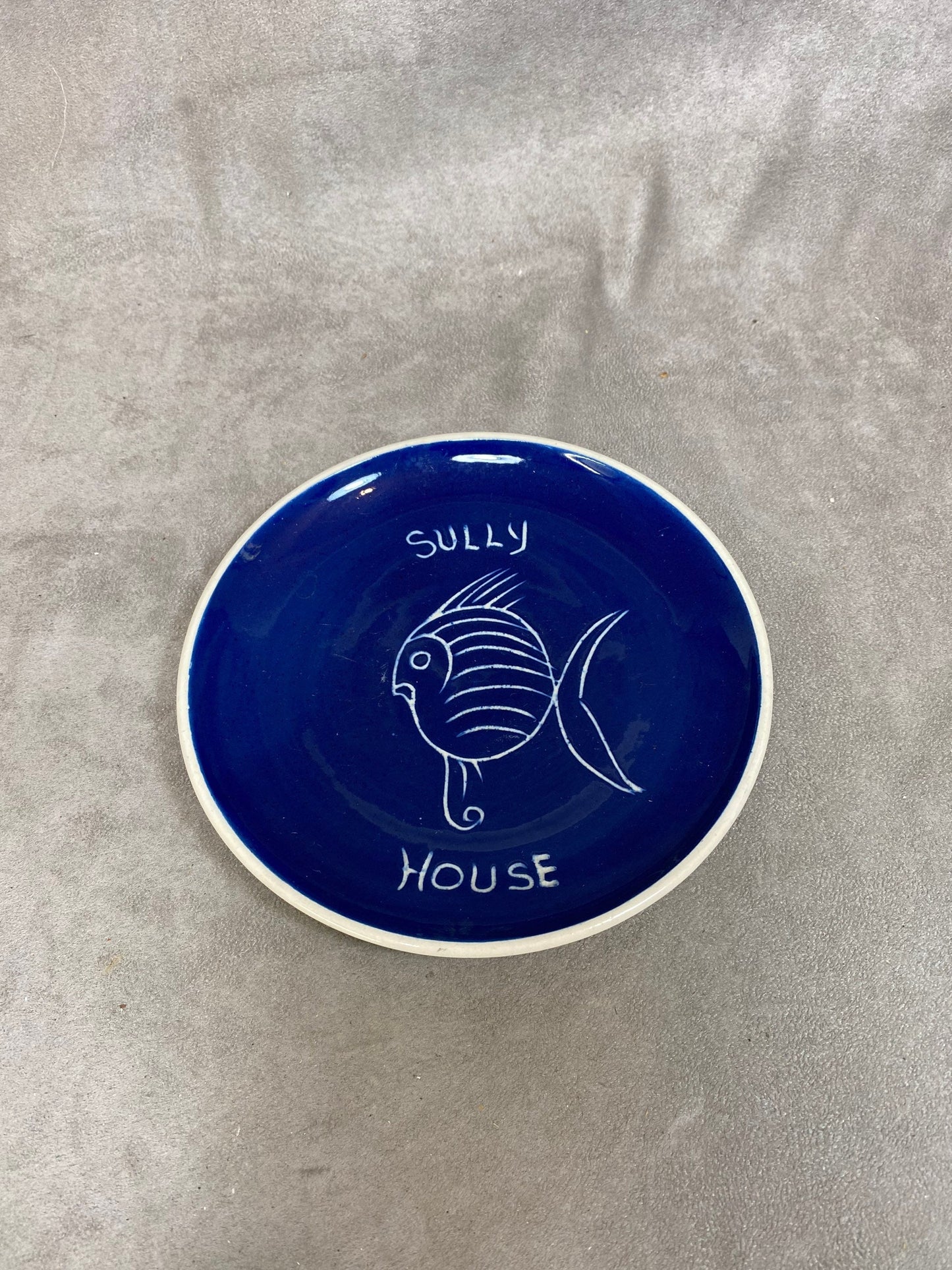 Plate by Rumney Pottery, Fish Pattern, Sully House, Vintage 1980