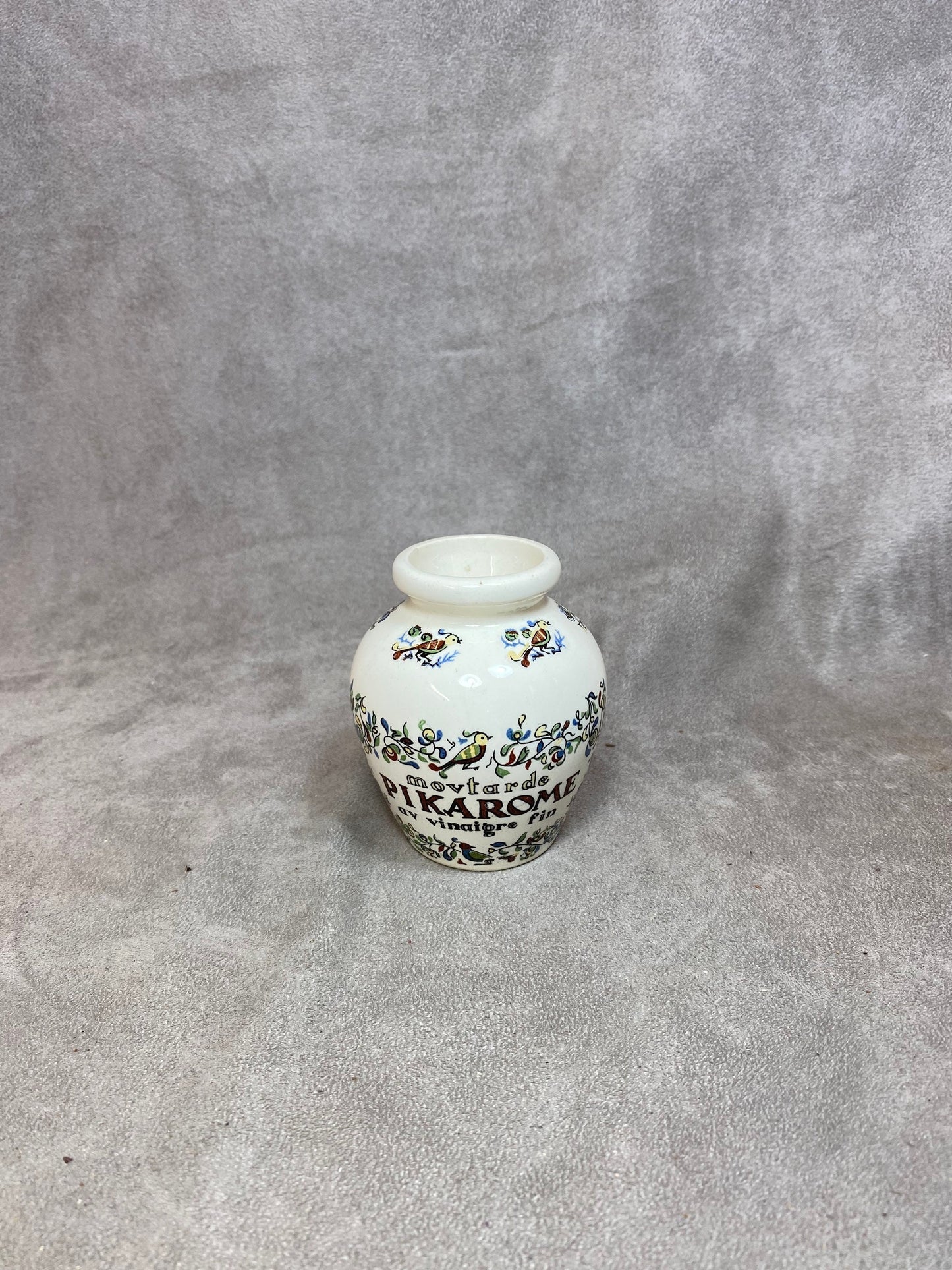 Earthenware Mustard Pot by Digoin &amp; Sarreguemines, Pikarome Mustard with Fine Vinegar, Dagousset Vinegar Pots, Made in France, Vintage 1970