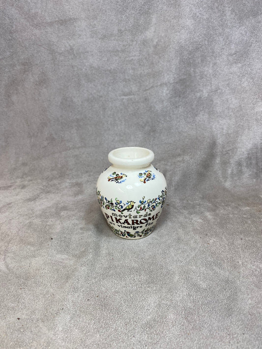 Earthenware Mustard Pot by Digoin &amp; Sarreguemines, Pikarome Mustard with Fine Vinegar, Dagousset Vinegar Pots, Made in France, Vintage 1970