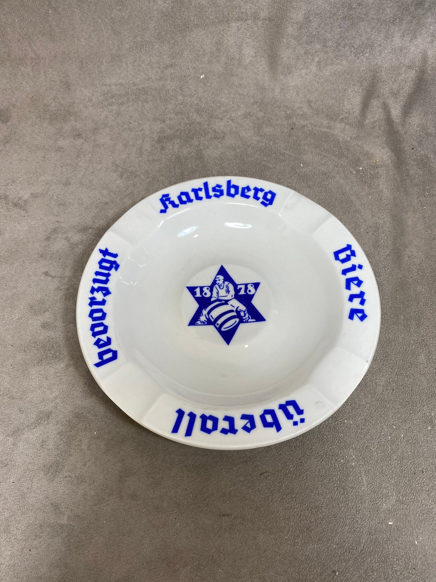 Rastal Porcelain Advertising Ashtray Factory Model, Karlsberg Beer, Made in Germany, Vintage 1970