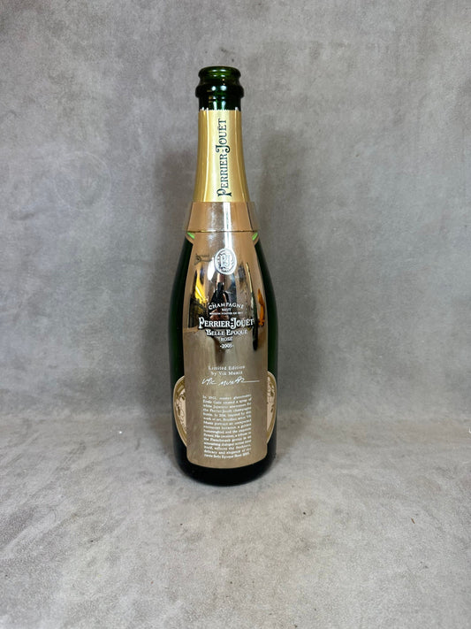 RARE Metal Decoration of Perrier-Jouët Belle Epoque Pink Brut Champagne by Vik Muniz, Made in France, Vintage 2000