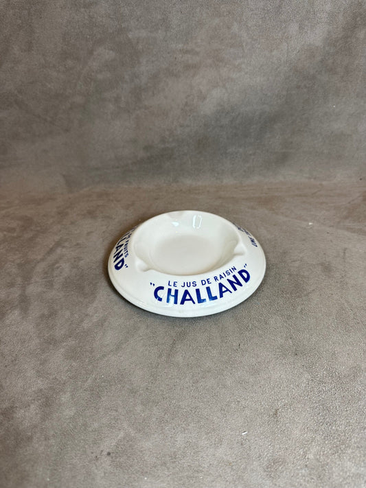 Earthenware Advertising Ashtray, Challand Fruit Juices, by Moulin des Loups, Made in France, Vintage 1980