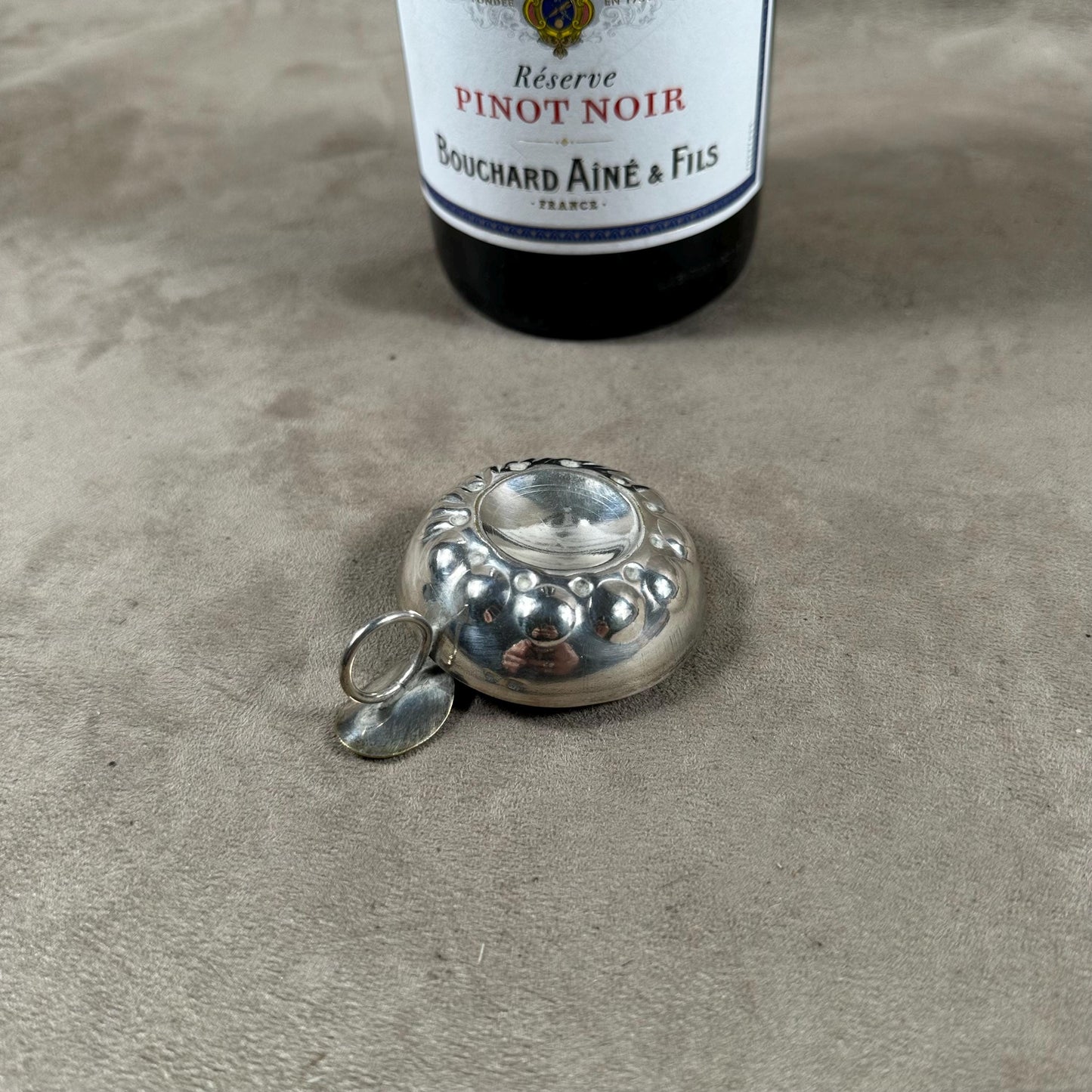 Tastevin en métal argenté, Marc Morin, Made in France, Vintage 1950