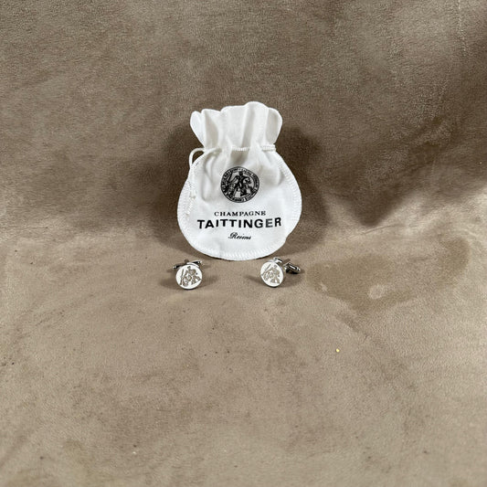 Pair of Taittinger cufflinks in steel Made in France