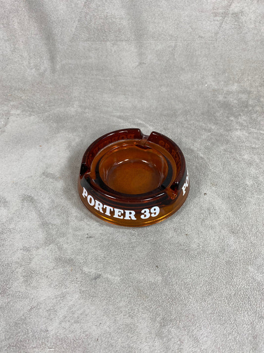 Glass Advertising Ashtray, Porter 39 Beer, by Magnier, Made in France, Vintage 1980