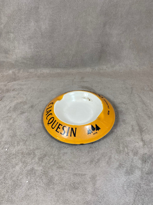 Advertising ashtray in earthenware, Clacquesin Son Calvados Ogeval, By Moulin des Loups Made in France, Vintage 1980