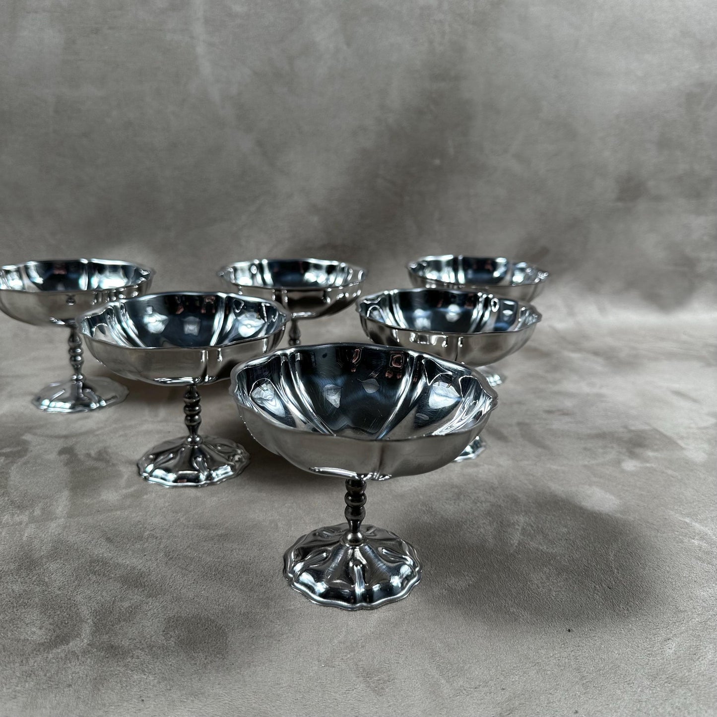 Set of 6 vintage 18/10 stainless steel ice cream cups Made in France