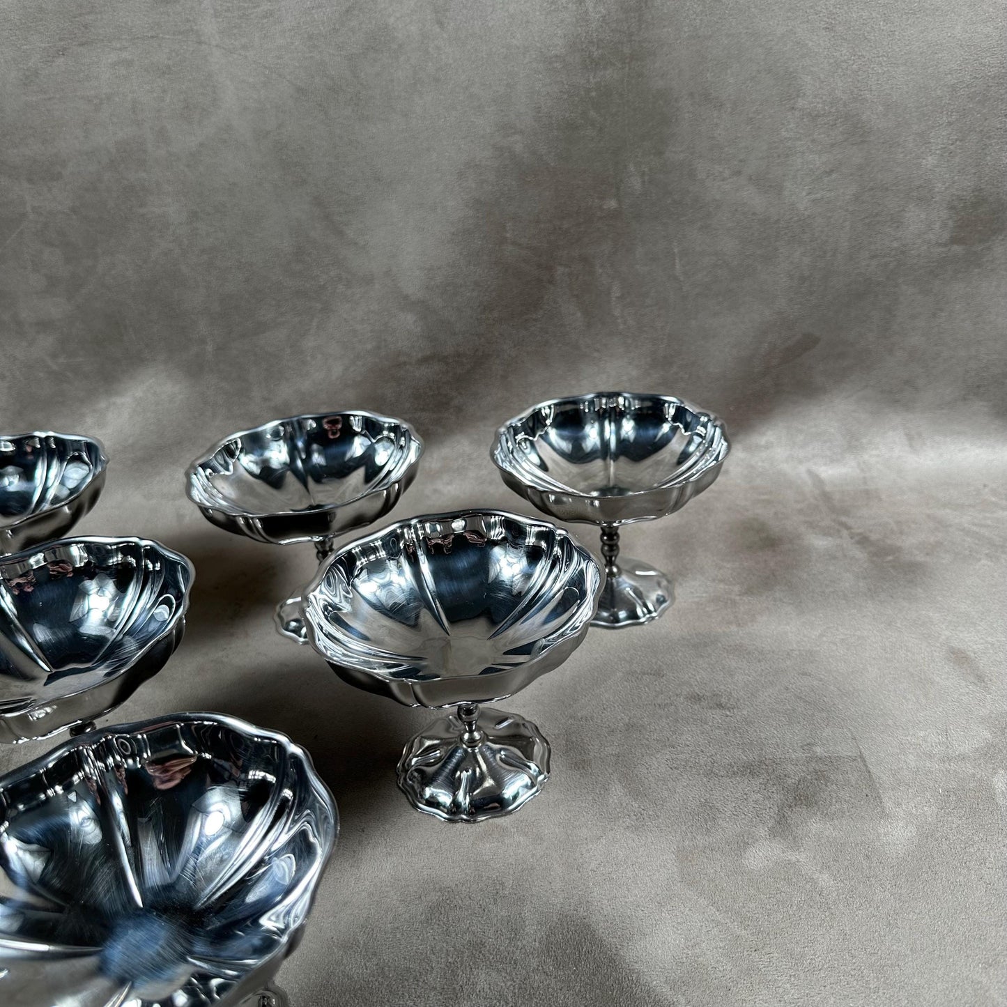 Set of 6 vintage 18/10 stainless steel ice cream cups Made in France