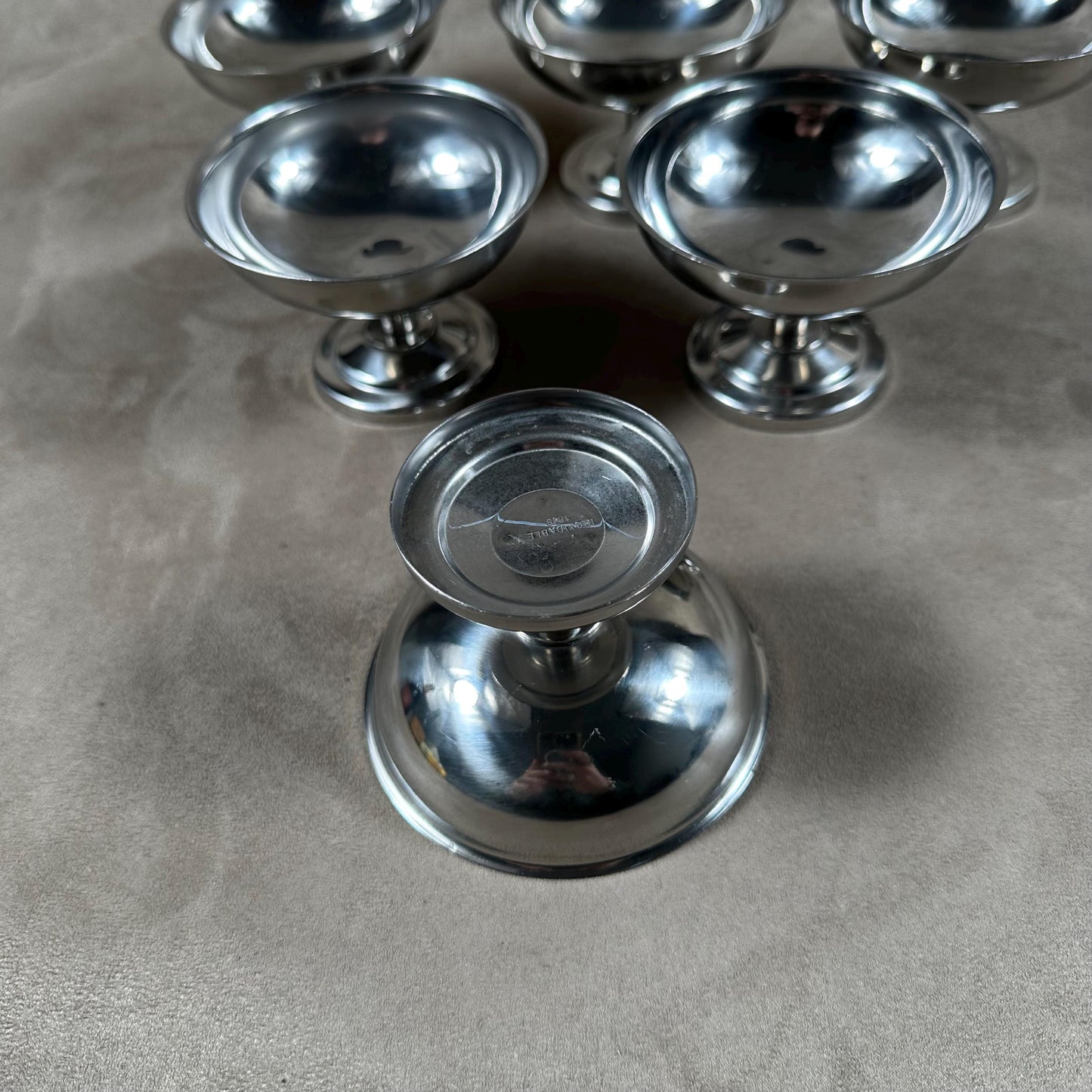 Set of 6 vintage 18/8 stainless steel ice cream cups Made in France