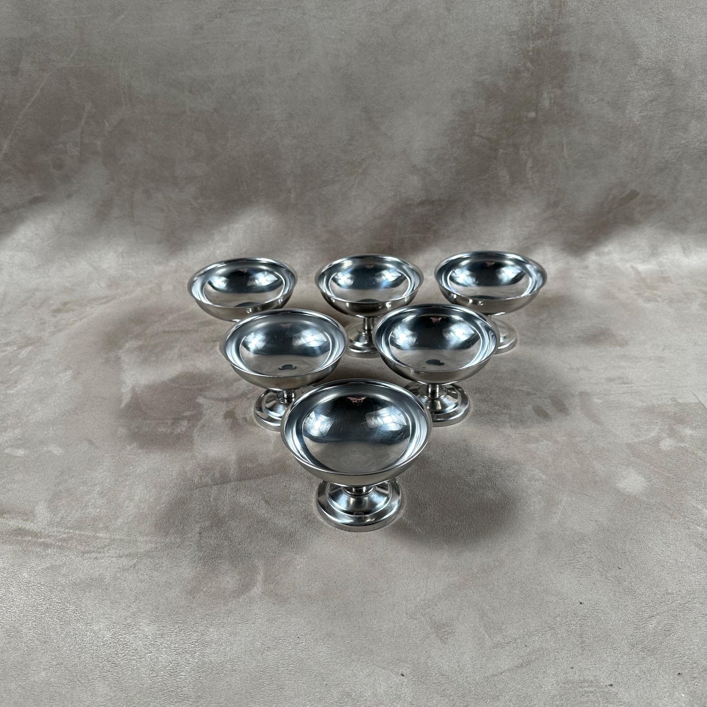Set of 6 vintage 18/8 stainless steel ice cream cups Made in France