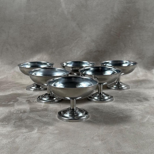 Set of 6 vintage 18/8 stainless steel ice cream cups Made in France