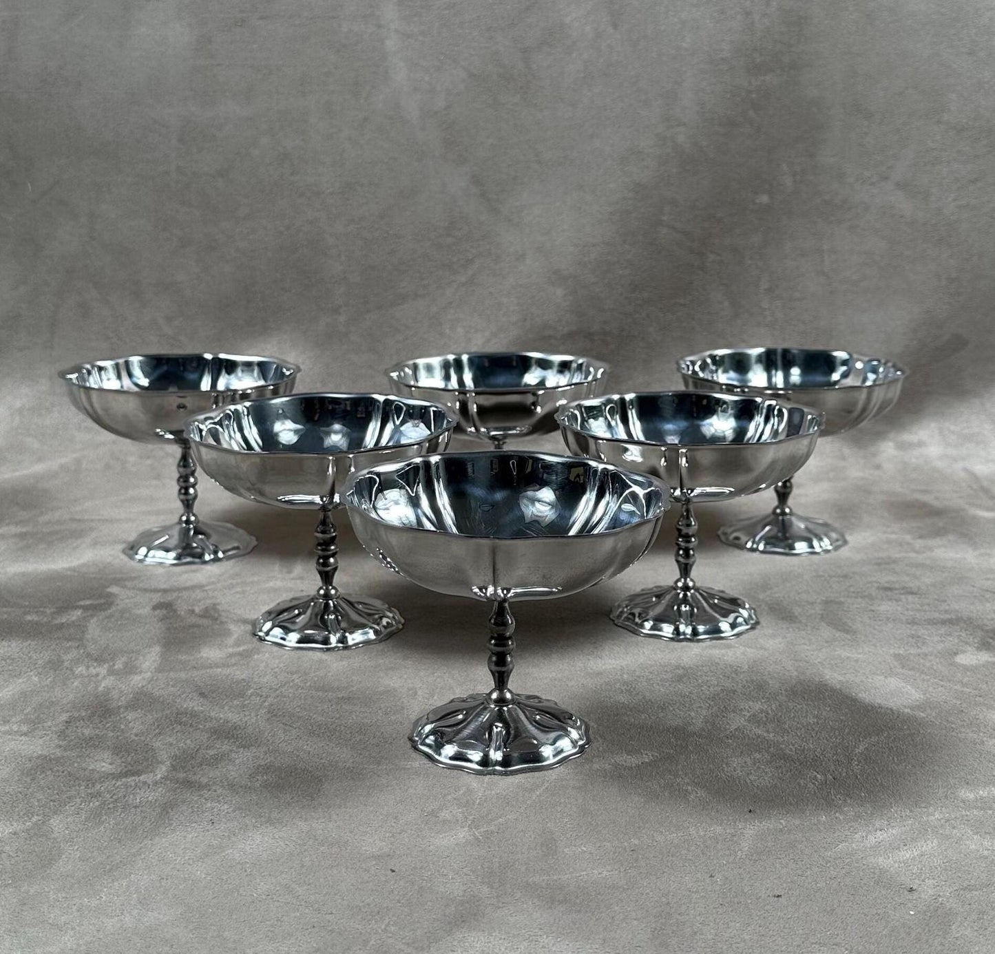 Set of 6 vintage 18/10 stainless steel ice cream cups Made in France
