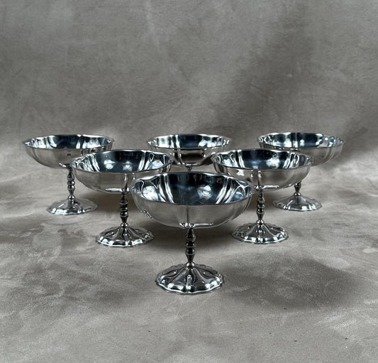 Set of 6 vintage 18/10 stainless steel ice cream cups Made in France