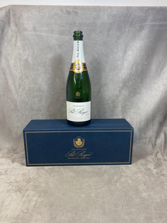 Boite Pol Roger bleu pour bouteille Cuvée Sir Winston Made in France Années 1980