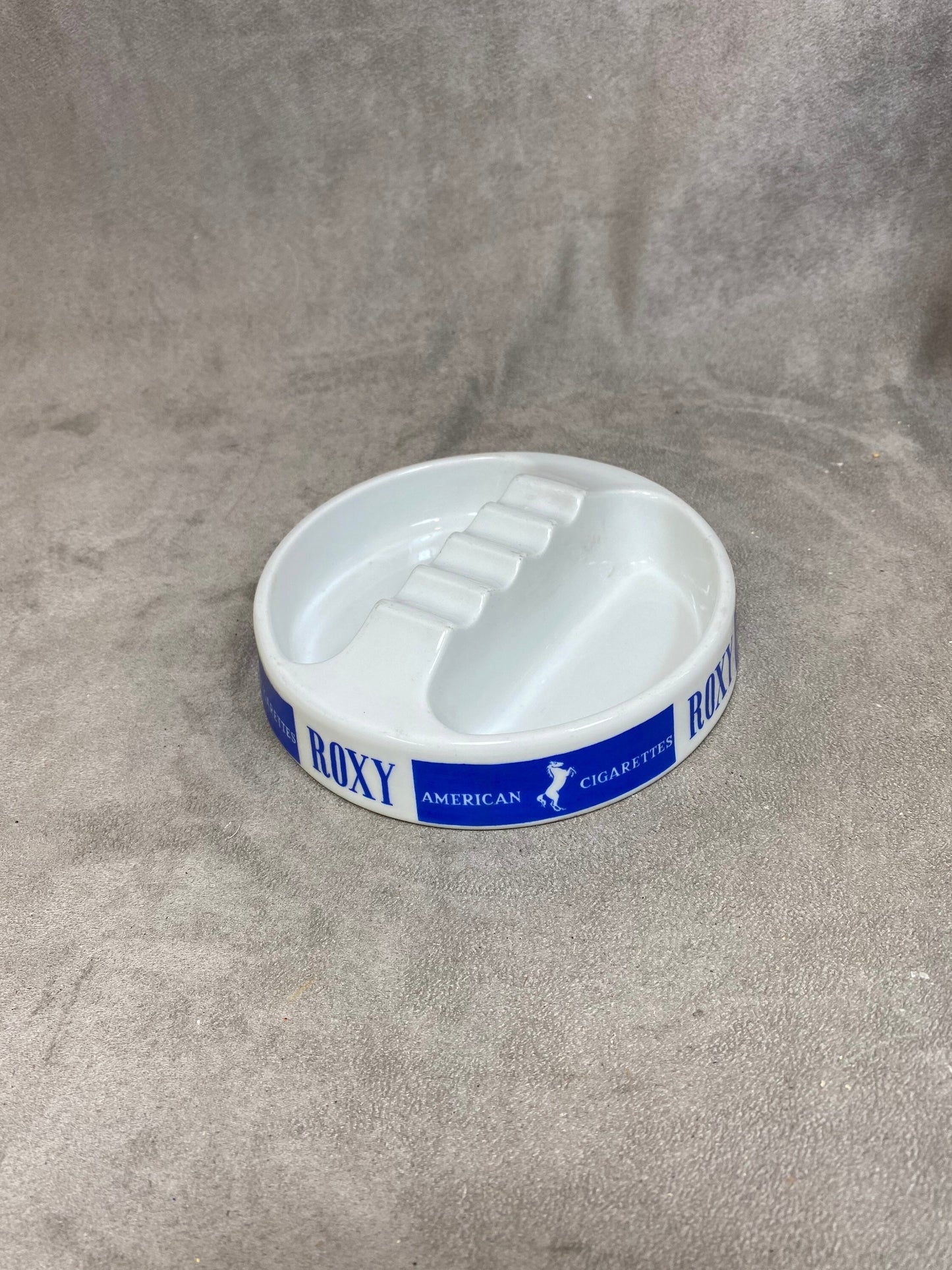 Porcelain Advertising Ashtray, Roxy American Cigarettes, by Mosa Maastricht, Made in Netherlands, Vintage 1980