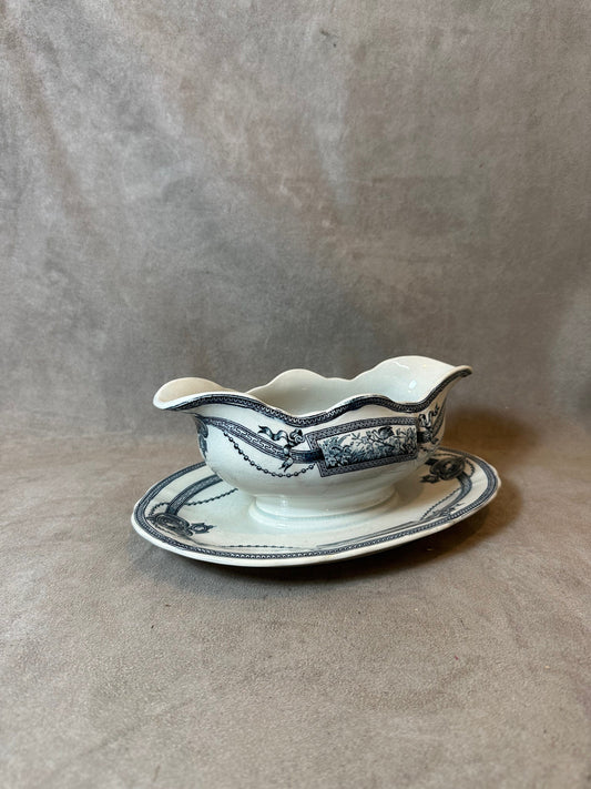 Saucière en Faïence par Saint Amand Hamage Daillon, Made in France, Vintage 1900