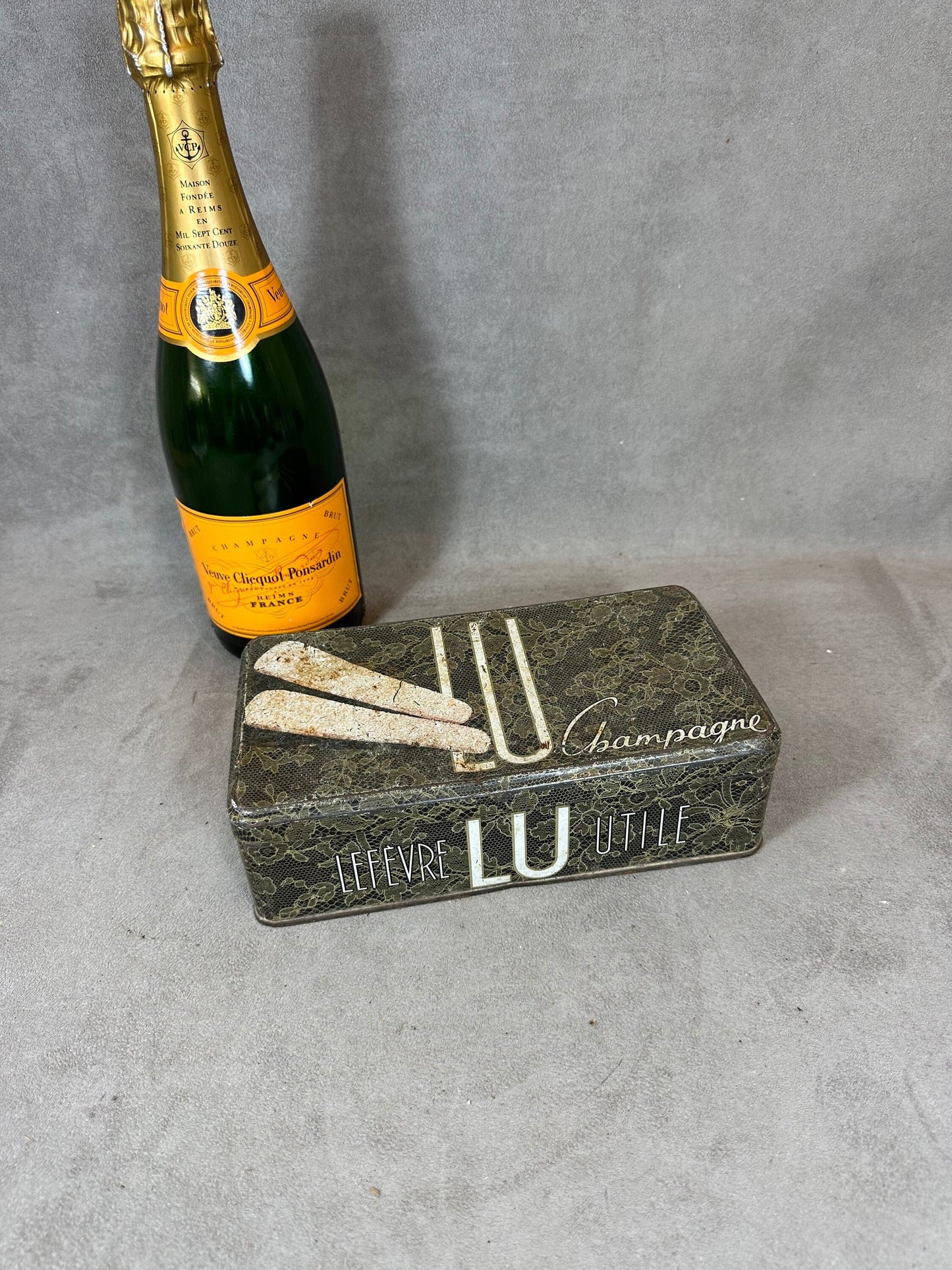 Boite en Métal par Lefevre Utile, LU Biscuits Champagne, Made in France, Vintage 1970