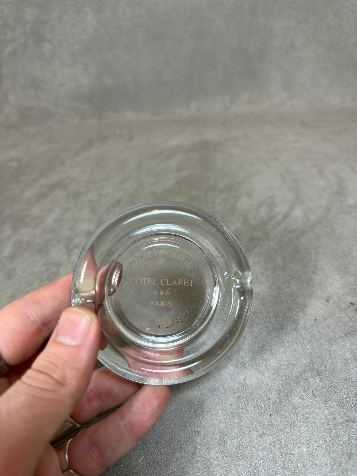 Glass Advertising Ashtray, Charming Hotel, Hotel Claret, Made in France, Vintage 1980