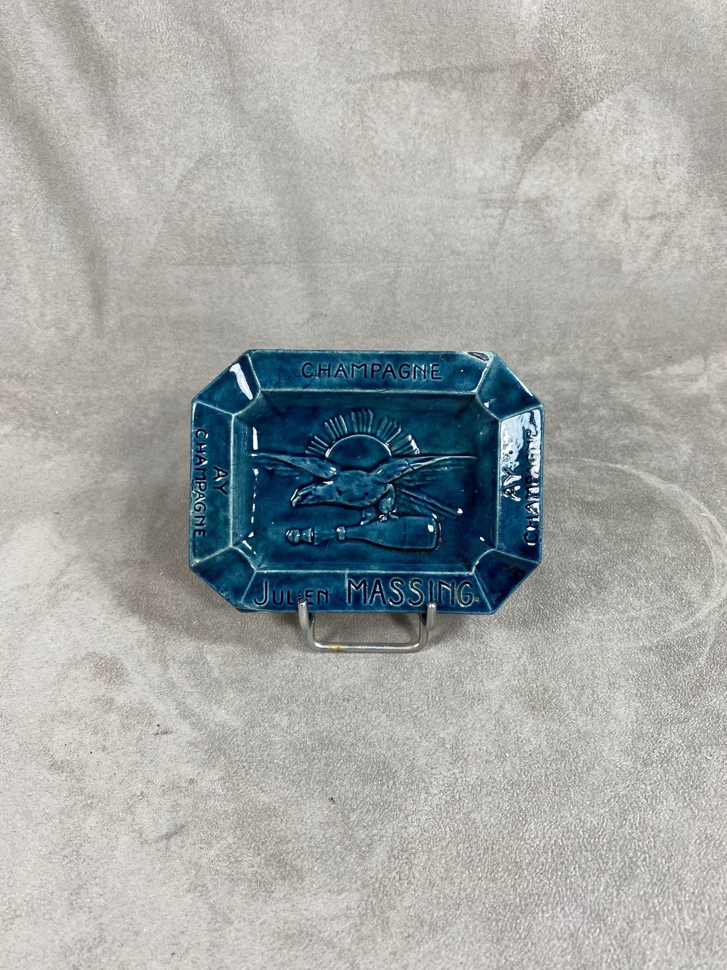 Advertising Ashtray in Earthenware, Champagne Julien Massing, Made in France, Vintage 1980