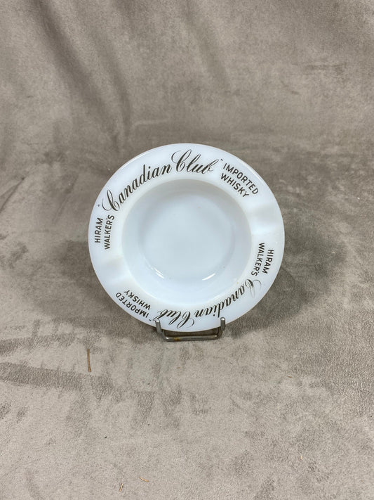 Glass Advertising Ashtray, Canadian Club Hiram Walker's Imported Whisky, Made in USA, Vintage 1980