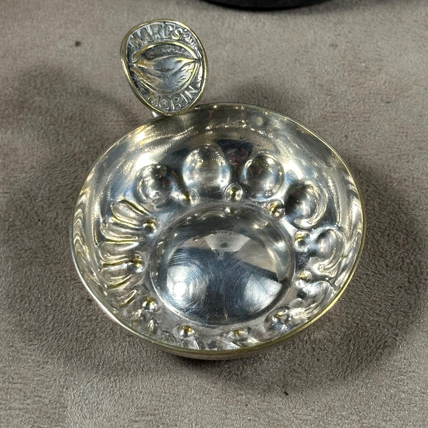 Tastevin en métal argenté, Marc Morin, Made in France, Vintage 1950