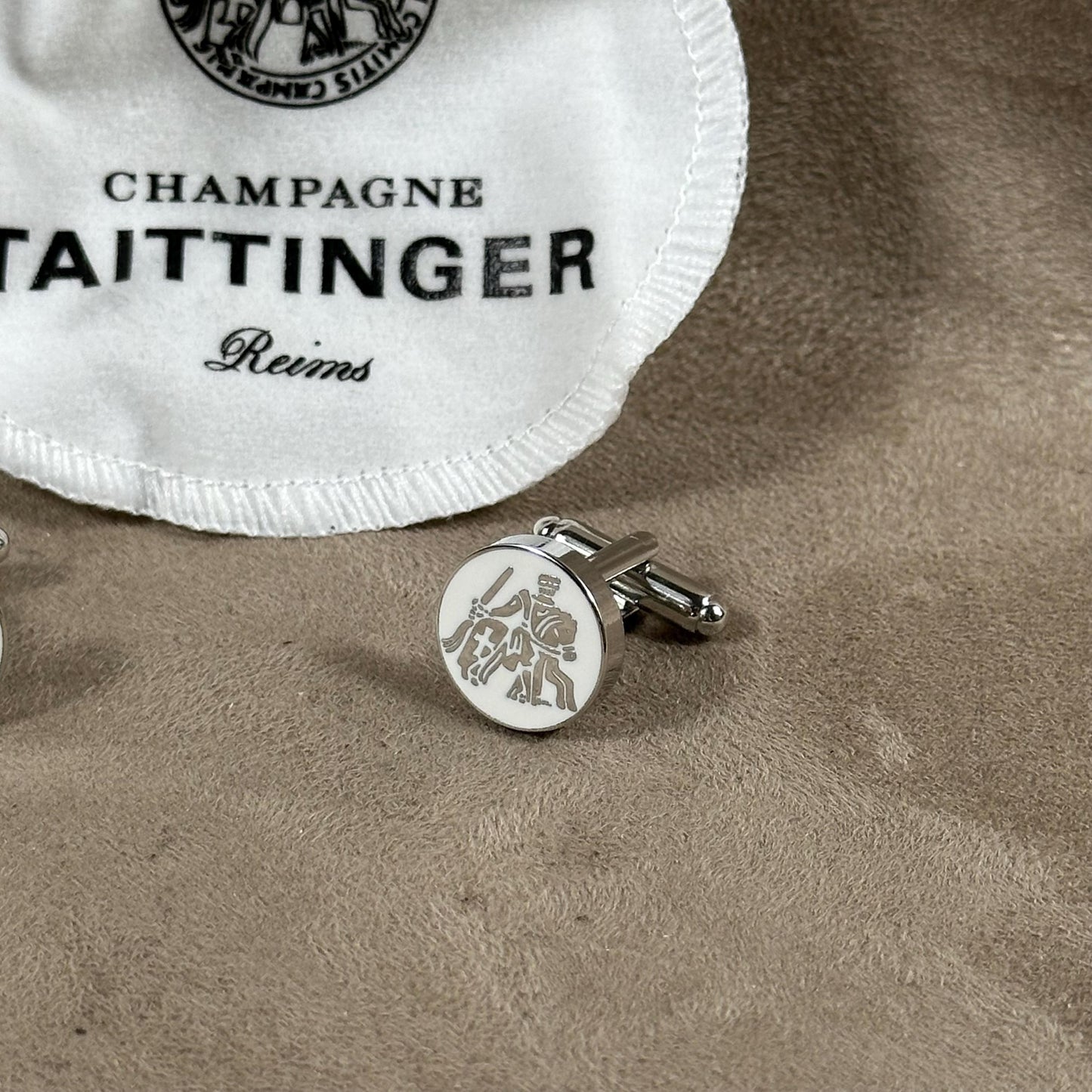Pair of Taittinger cufflinks in steel Made in France