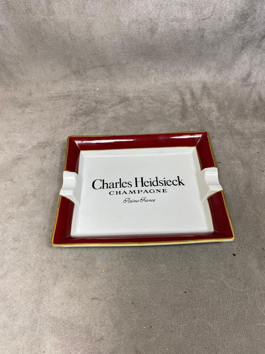 Cendrier XXL Champagne Charles Heidsieck en céramique Made in France Vintage 1980