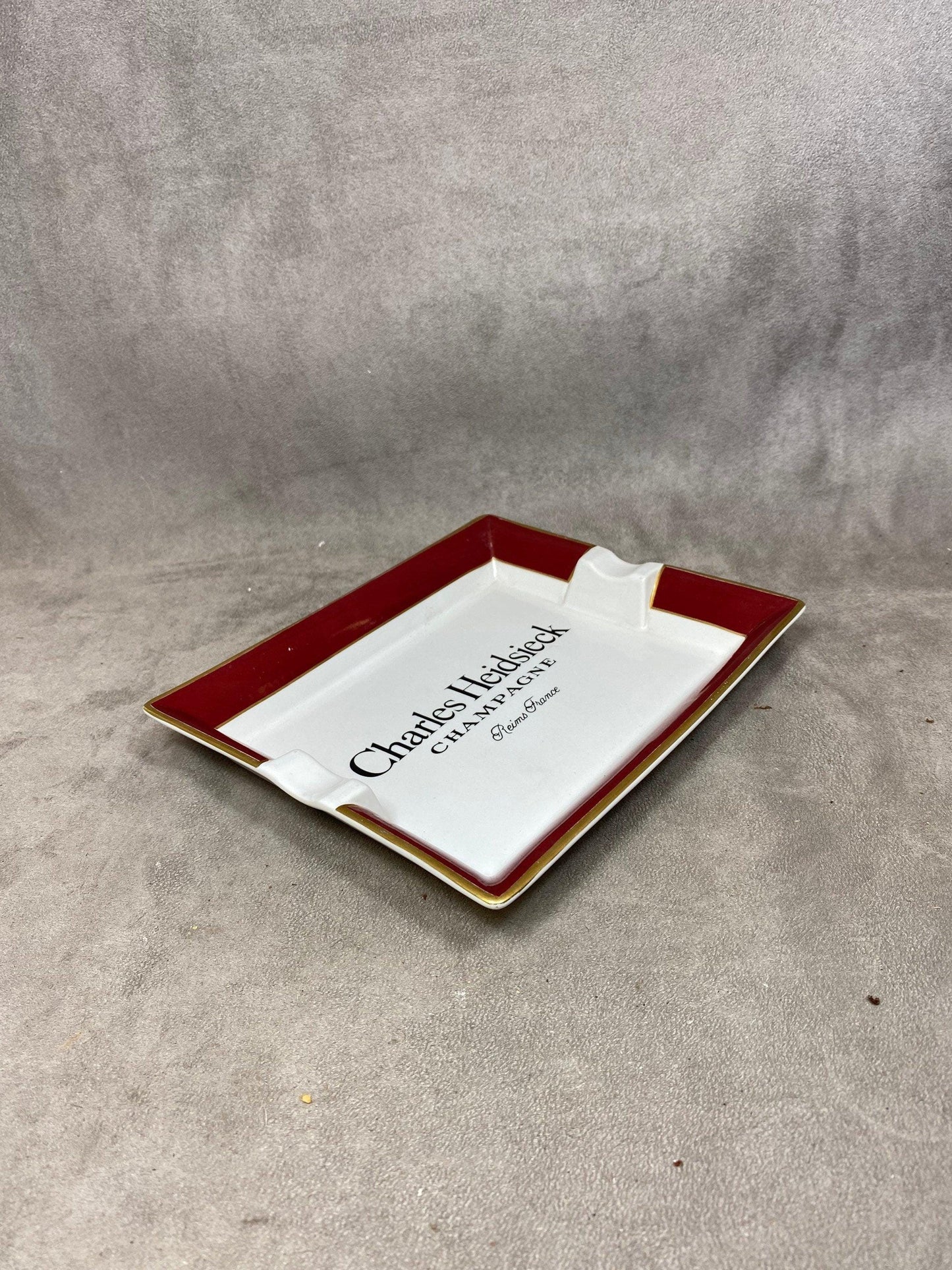 Cendrier XXL Champagne Charles Heidsieck en céramique Made in France Vintage 1980