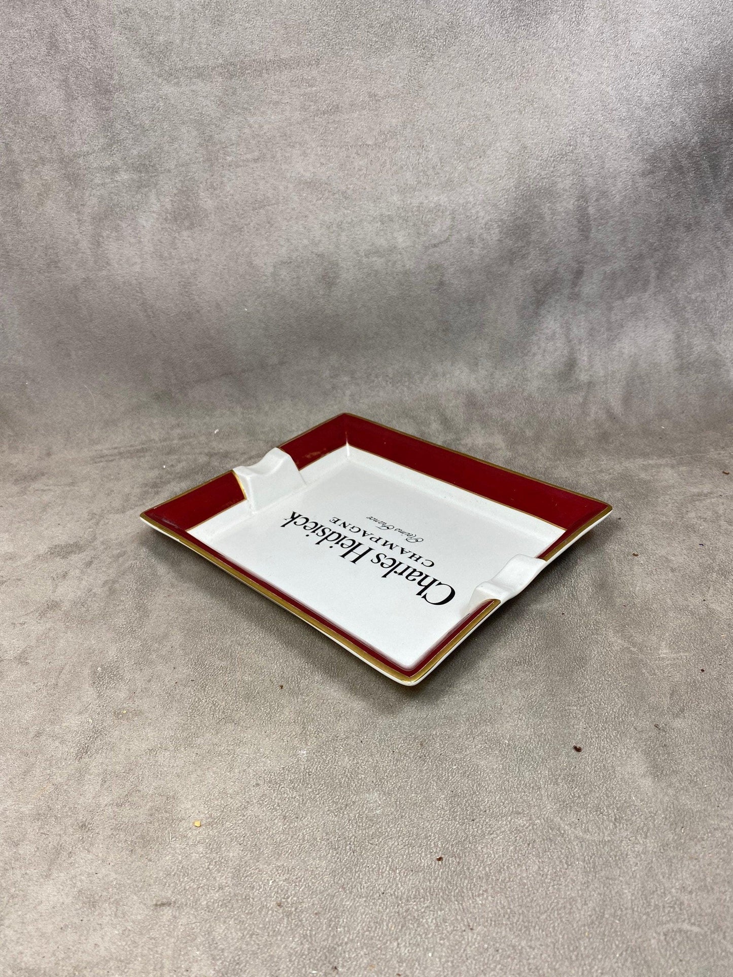 Cendrier XXL Champagne Charles Heidsieck en céramique Made in France Vintage 1980