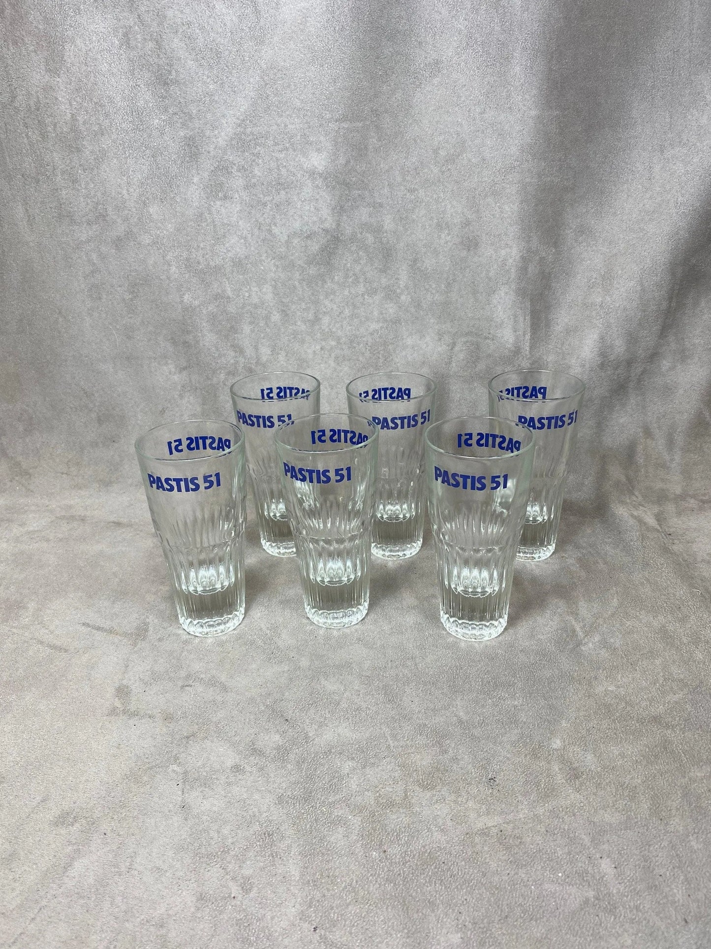 Set of 6 Pastis glasses Pastis 51 in vintage retro glass Made in France 1970s